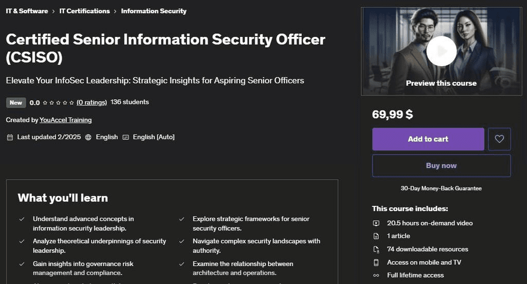 Изображение [Udemy] Сертифицированный старший специалист по информационной безопасности (CSISO) (2025)